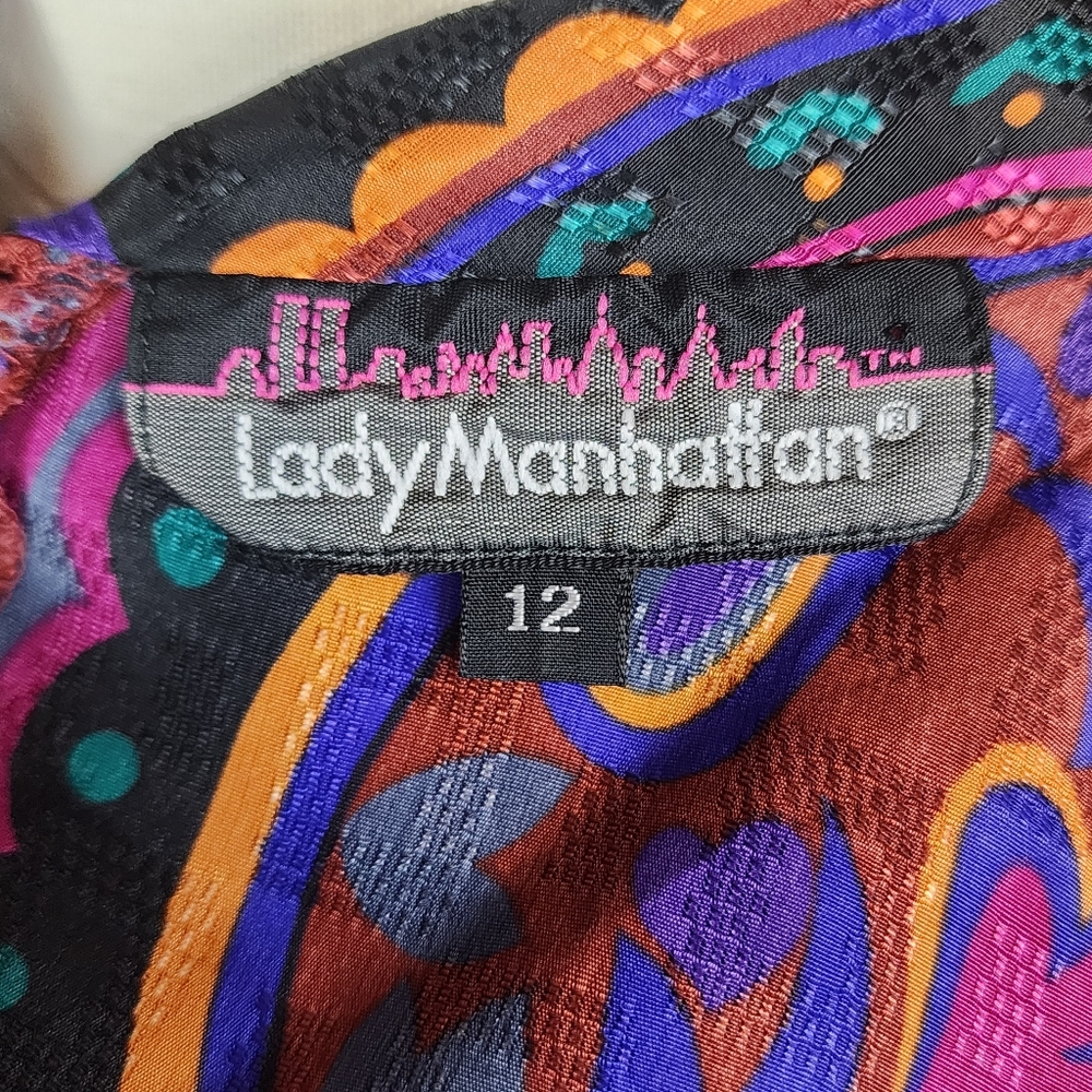 Vintage Lady Manhattan Bold Print Blouse Size 12 - Picture 6 of 6